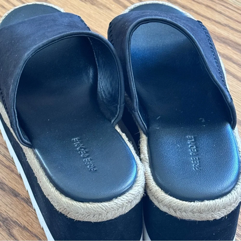 EUC Free People Santorini Espadrille Sandals size 7 black and white